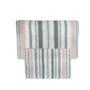 Trina Turk Striped Bathroom Throw Rugs Pink Gray‎ Set Of 2